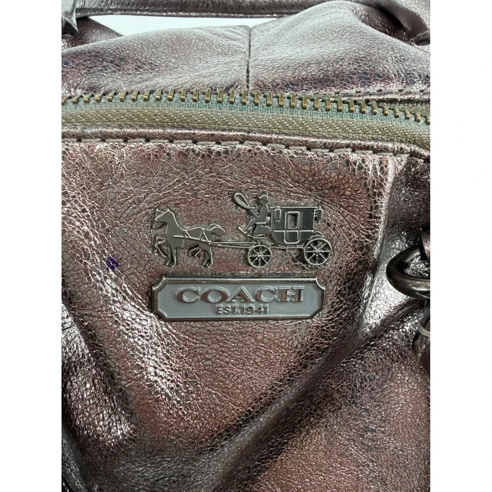 Coach Madison Sophia Satchel Metallic Pewter Leather Handbag 18610